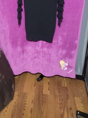 Michael Kors Black Long Sleeve Knit Dress with Tassel Trim